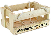 Männerhandtasche aus Holz Natur - Bierträger Flaschenträger Getränketräger Geschenk