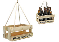 Männerhandtasche aus Holz Natur - Bierträger Flaschenträger Getränketräger Geschenk