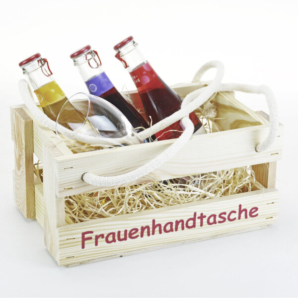 Frauenhandtasche aus Holz Natur - Bierträger Flaschenträger Getränketräger Geschenk