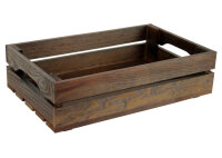 Holzkiste S Dunkelbraun zur Aufbewahrung Dekoration 40x25x9,6 cm - Stiege Steige Obstkiste Präsentkorb Geschenk