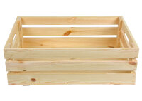 Holzkiste L Natur zur Aufbewahrung Dekoration 59,5x39,5x20,5 cm - Stiege Steige Obstkiste Präsentkorb Geschenk