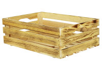 Holzkiste L Geflammt zur Aufbewahrung Dekoration 59,5x39,5x20,5 cm - Stiege Steige Obstkiste Präsentkorb Geschenk