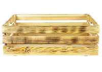 Holzkiste L Geflammt zur Aufbewahrung Dekoration 59,5x39,5x20,5 cm - Stiege Steige Obstkiste Präsentkorb Geschenk