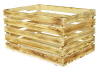 Holzkiste XL Geflammt zur Aufbewahrung Dekoration 59,5x39,5x34 cm - Stiege Steige Obstkiste Präsentkorb Geschenk