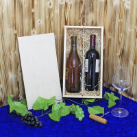Weinkiste Schiebedeckel Teiler 2 Flaschen 36x19,5x11,5cm - Holzkiste Weinbox Weinverpackung Kiste Deckel