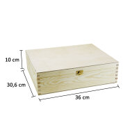 Weinkiste Klappdeckel Verschluß Teiler 3 Flaschen 36x30,6x11,5cm - Holzkiste Weinbox Weinverpackung Kiste Deckel