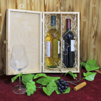 Weinkiste Klappdeckel Verschluß Holzwolle Teiler 2 Flaschen 36x22x11,5cm - Holzkiste Weinbox Weinverpackung Kiste Deckel