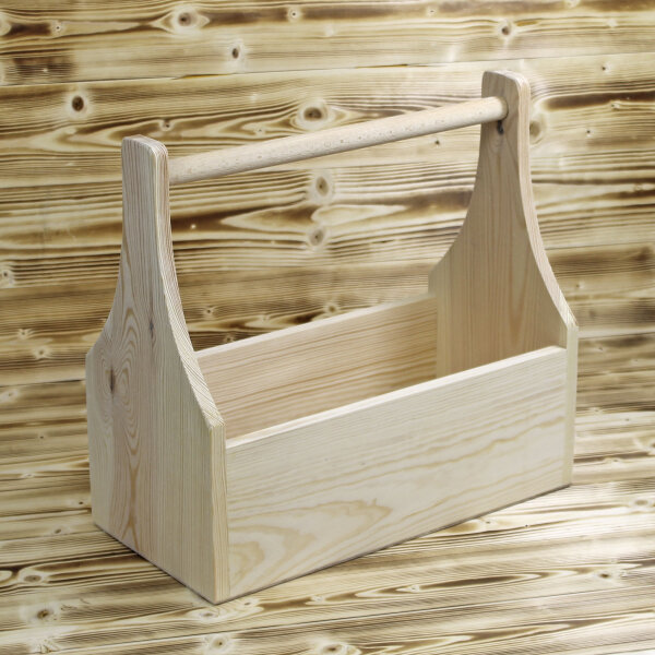 Werkzeugkiste aus Holz Natur mit Tragegriff M 40x20x38cm - Hausmeisterkiste Tragekiste Kiste