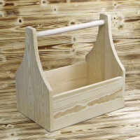 Werkzeugkiste aus Holz Natur mit Tragegriff L 37x25x38cm - Hausmeisterkiste Tragekiste Kiste