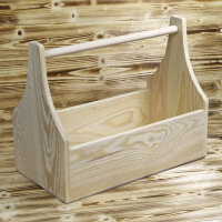 Werkzeugkiste aus Holz Natur mit Tragegriff XL 40x25x38cm - Hausmeisterkiste Tragekiste Kiste