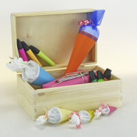 Geschenkbox zum Schulanfang/Einschulung Geschenkverpackung kleine Truhe Buntstifte