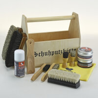 Schuhputz-Set - 13-teilig in praktischer Holzkiste mit...