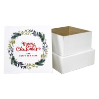 Holzkiste mit Deckel und Aufdruck Merry Christmas and a Happy New Year Schatulle Geschenkbox Weihnachten