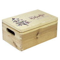 Holzkiste Geschenkbox mit Klappdeckel und Grifflöchern mit Aufdruck Weihnachten