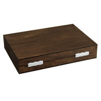 Geschenkbox flach mit Klappdeckel braun gebeizt (155 x 105 x 25 mm)