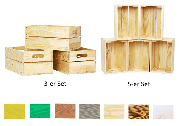 Holzkiste ohne Aufdruck 3er oder 5er Set - Stiege Steige Geschenkverpackung Präsentkorb