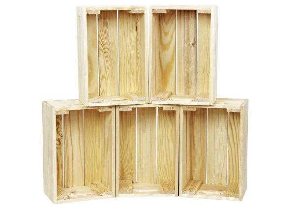 Holzkiste 5er Set 5er Set Natur ohne Aufdruck - Stiege Steige Geschenkverpackung Präsentkorb