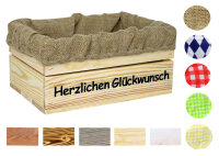 Holzkiste mit Aufdruck Herzlichen Glückwunsch -...