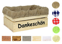 Holzkiste mit Aufdruck Dankeschön - Stiege Steige...